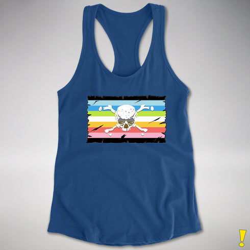 Queer Pride Pirate Flag Racerback Tank - Royal